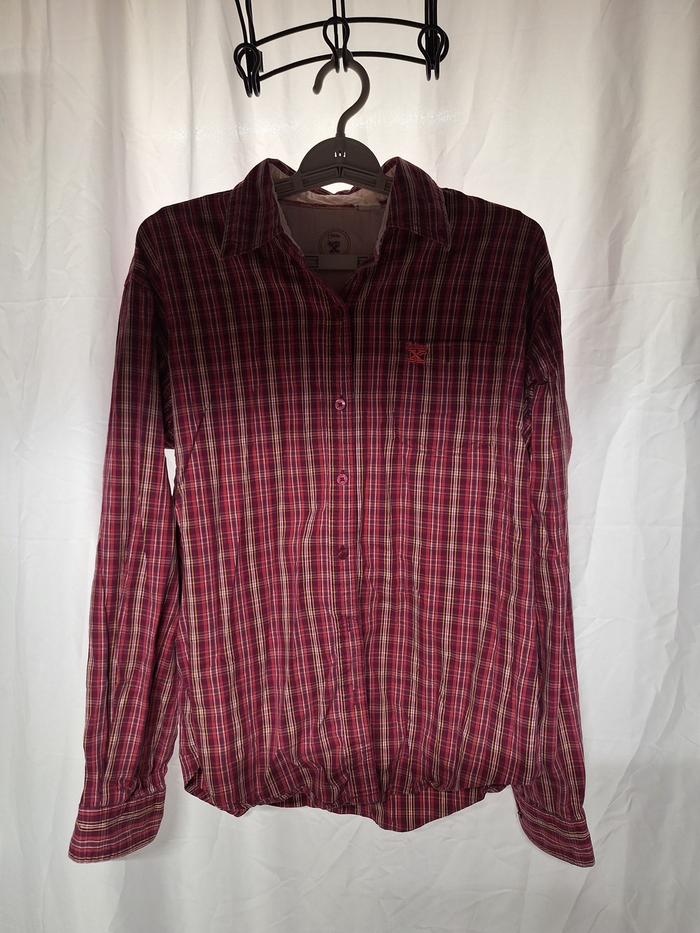 Women’s Pink And Purple Plaid Button-Down Shirt — Lightweight Long Sleeve